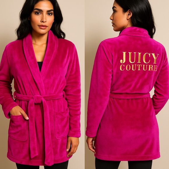 Juicy Couture | Intimates & Sleepwear | Juicy Couture Pink Plush Robe ...